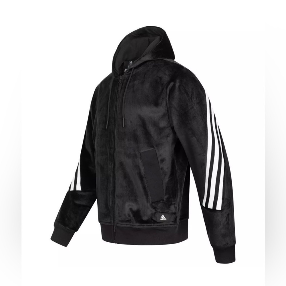 Men’s RARE Adidas NWT Medium Future Icons Ribbed Hoodie/Pants Velour Set - Picture 6 of 15